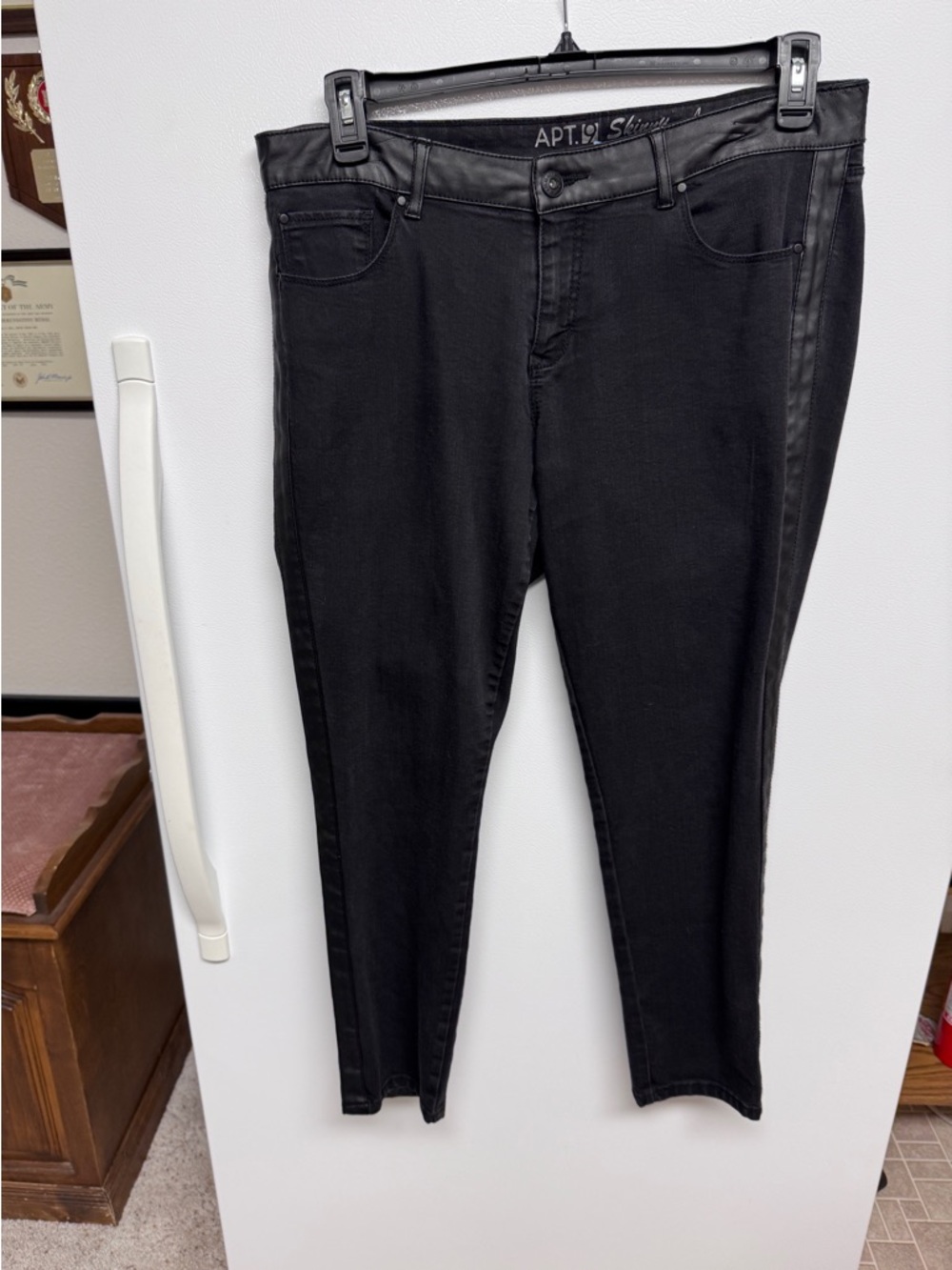 Apt. 9 Black Jeans with Subtle Black Leather Trim